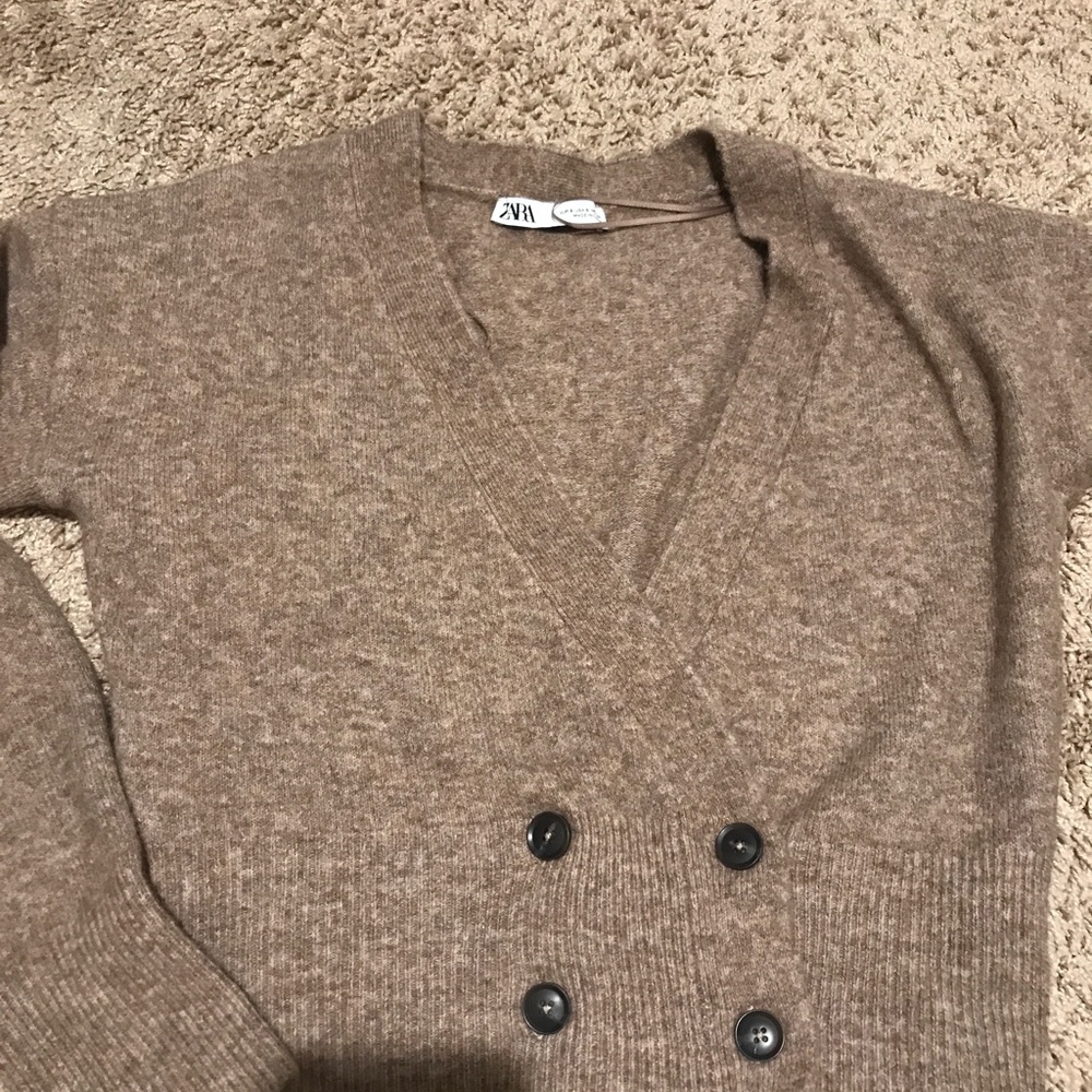 Zara Crossover Buttoned Wool Knit Cardigan - Picture 10 of 11